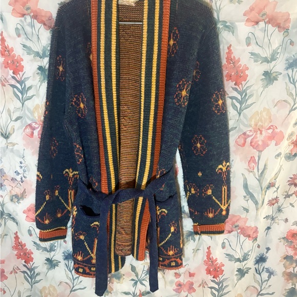 Sabora Navy and Orange Patterned Cardigan - Picture 2 of 10